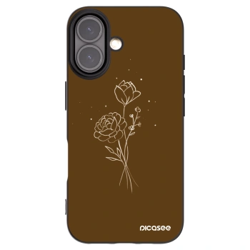 Picasee silikónový čierny obal pre Apple iPhone 16 - Brown flowers