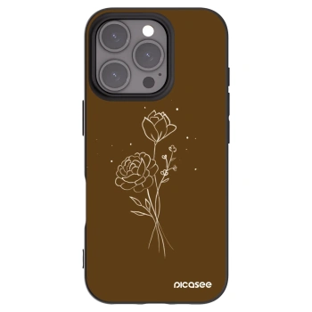 Picasee silikónový čierny obal pre Apple iPhone 16 Pro - Brown flowers