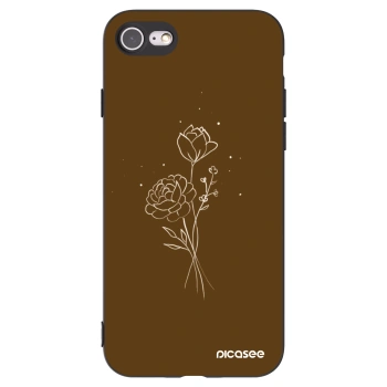 Picasee silikónový čierny obal pre Apple iPhone 8 - Brown flowers