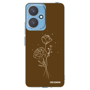 Picasee silikónový prehľadný obal pre Xiaomi Redmi 13C 5G - Brown flowers