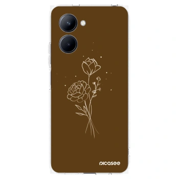 Picasee silikónový prehľadný obal pre Realme C33 (2023) - Brown flowers