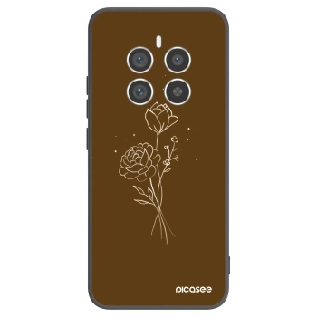 Picasee silikónový čierny obal pre Realme 12 Pro 5G - Brown flowers
