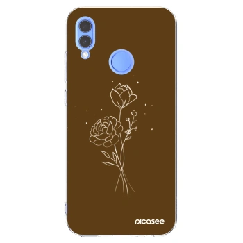 Picasee silikónový prehľadný obal pre Huawei P Smart 2019 - Brown flowers