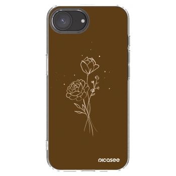 Picasee silikónový prehľadný obal pre Apple iPhone 16e - Brown flowers