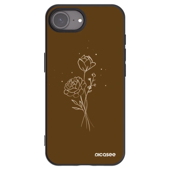 Picasee silikónový čierny obal pre Apple iPhone 16e - Brown flowers