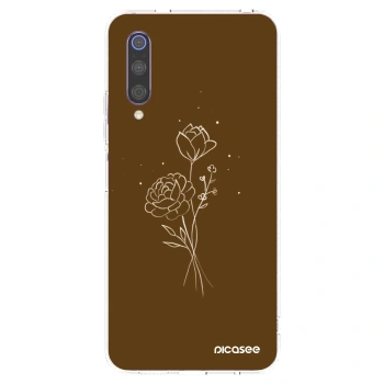 Picasee silikónový prehľadný obal pre Xiaomi Mi 9 - Brown flowers