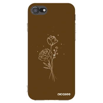 Picasee silikónový prehľadný obal pre Apple iPhone 7 - Brown flowers