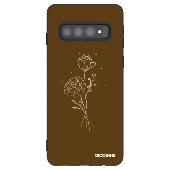 Picasee silikónový čierny obal pre Samsung Galaxy S10 G973 - Brown flowers