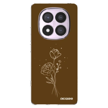 Picasee silikónový prehľadný obal pre Xiaomi Redmi Note 14 Pro 5G - Brown flowers
