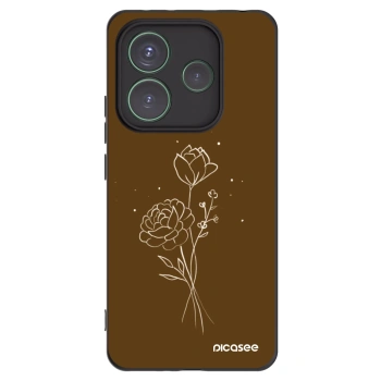 Picasee silikónový čierny obal pre Xiaomi Redmi Note 14 5G - Brown flowers