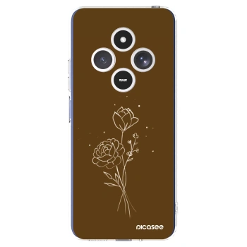 Picasee silikónový prehľadný obal pre Xiaomi Redmi 14C - Brown flowers