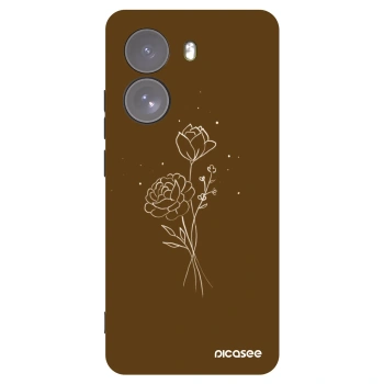 Picasee silikónový čierny obal pre Xiaomi Poco X7 - Brown flowers