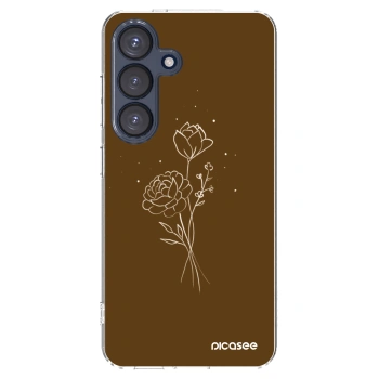 Picasee silikónový prehľadný obal pre Samsung Galaxy S25 5G - Brown flowers