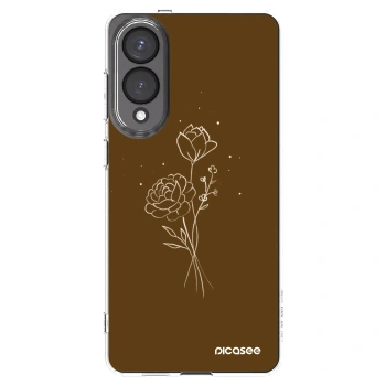 Picasee silikónový prehľadný obal pre Samsung Galaxy S25 Edge 5G - Brown flowers