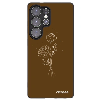 Picasee silikónový čierny obal pre Samsung Galaxy S25 Ultra 5G - Brown flowers