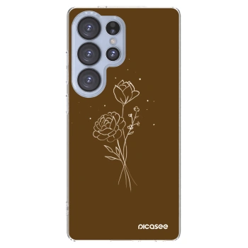 Picasee silikónový prehľadný obal pre Samsung Galaxy S25 Ultra 5G - Brown flowers