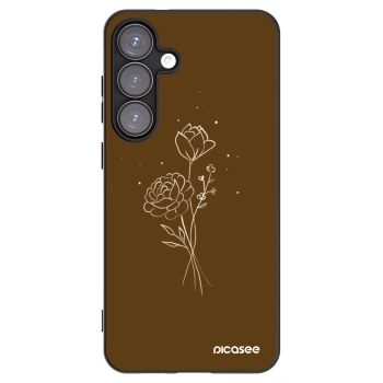Picasee silikónový čierny obal pre Samsung Galaxy S25+ 5G - Brown flowers