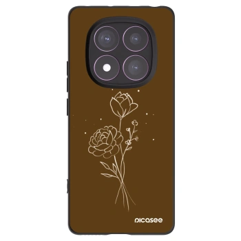 Picasee silikónový čierny obal pre Xiaomi Redmi Note 14 Pro 4G - Brown flowers