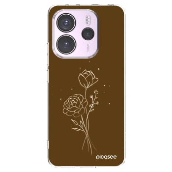 Picasee silikónový prehľadný obal pre Xiaomi Redmi Note 14 4G - Brown flowers