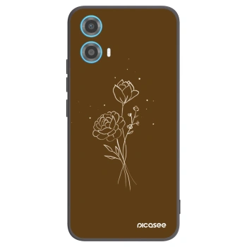 Picasee silikónový čierny obal pre Motorola Moto G34 5G - Brown flowers