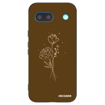 Picasee silikónový čierny obal pre Google Pixel 8a - Brown flowers