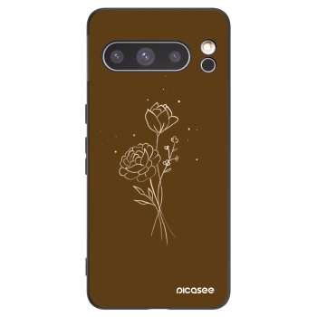 Picasee silikónový čierny obal pre Google Pixel 8 Pro - Brown flowers
