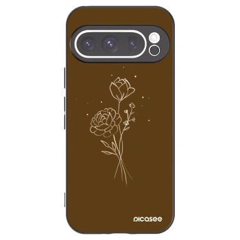 Picasee silikónový čierny obal pre Google Pixel 9 Pro - Brown flowers