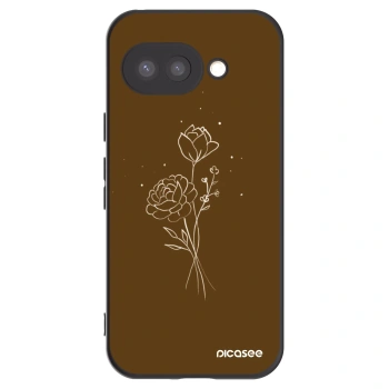 Picasee silikónový čierny obal pre Google Pixel 9a - Brown flowers
