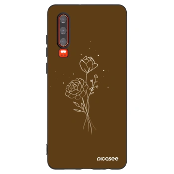 Picasee silikónový čierny obal pre Huawei P30 - Brown flowers