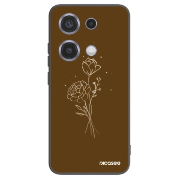 Picasee silikónový čierny obal pre Xiaomi Redmi Note 14S - Brown flowers
