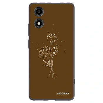 Picasee silikónový čierny obal pre Motorola Moto E14 - Brown flowers