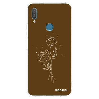 Picasee silikónový prehľadný obal pre Huawei Y6 2019 - Brown flowers