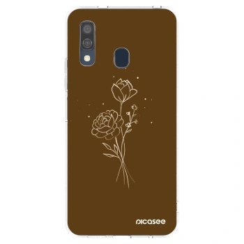 Picasee silikónový prehľadný obal pre Samsung Galaxy A40 A405F - Brown flowers