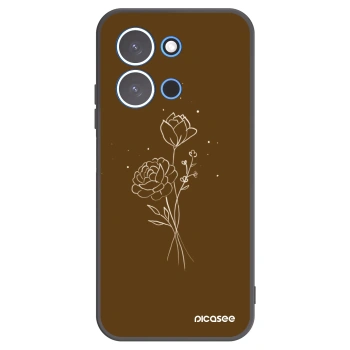Picasee silikónový čierny obal pre Xiaomi Redmi 15C 4G - Brown flowers