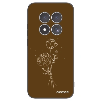 Picasee silikónový čierny obal pre Xiaomi Redmi Note 15 Pro 4G - Brown flowers