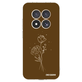 Picasee silikónový prehľadný obal pre Xiaomi Redmi Note 15 Pro 4G - Brown flowers