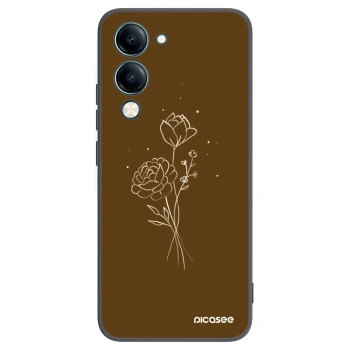 Picasee silikónový čierny obal pre Vivo Y29s 5G - Brown flowers