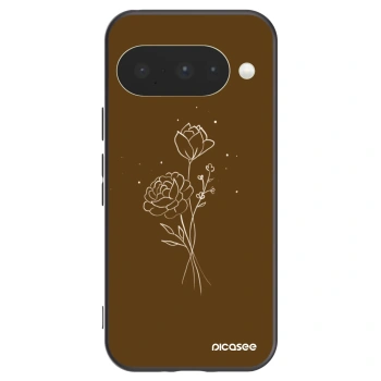 Picasee silikónový čierny obal pre Google Pixel 10 - Brown flowers