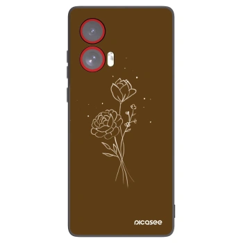 Picasee silikónový čierny obal pre Motorola Edge 50 Fusion - Brown flowers