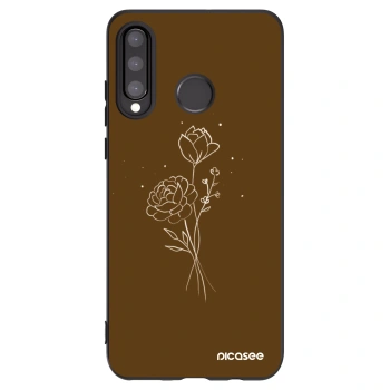 Picasee silikónový čierny obal pre Huawei P30 Lite - Brown flowers