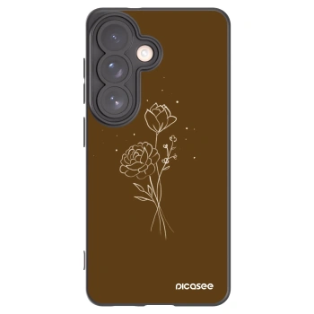 Picasee silikónový čierny obal pre Samsung Galaxy S26 - Brown flowers