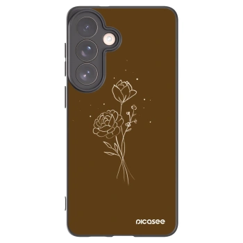 Picasee silikónový čierny obal pre Samsung Galaxy S26+ - Brown flowers