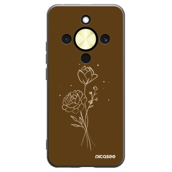 Picasee silikónový čierny obal pre Honor Magic8 Lite 5G - Brown flowers