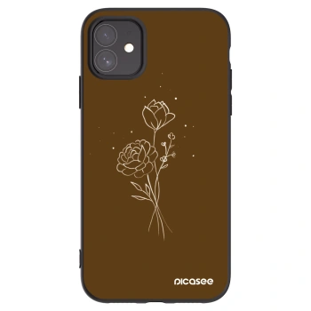 Picasee silikónový čierny obal pre Apple iPhone 11 - Brown flowers