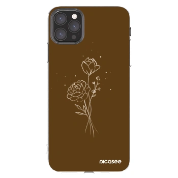 Picasee silikónový prehľadný obal pre Apple iPhone 11 Pro Max - Brown flowers