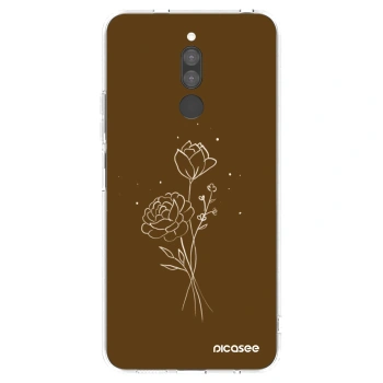Picasee silikónový prehľadný obal pre Xiaomi Redmi 8 - Brown flowers