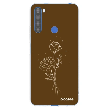 Picasee silikónový prehľadný obal pre Xiaomi Redmi Note 8T - Brown flowers
