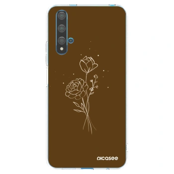 Picasee silikónový prehľadný obal pre Huawei Nova 5T - Brown flowers