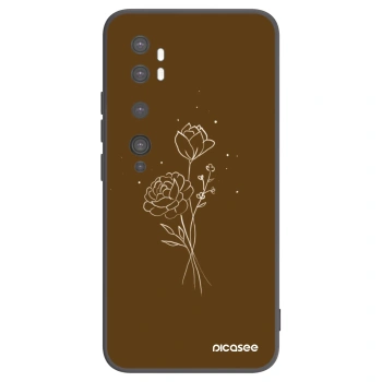 Picasee silikónový čierny obal pre Xiaomi Mi Note 10 (Pro) - Brown flowers