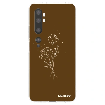 Picasee silikónový prehľadný obal pre Xiaomi Mi Note 10 (Pro) - Brown flowers